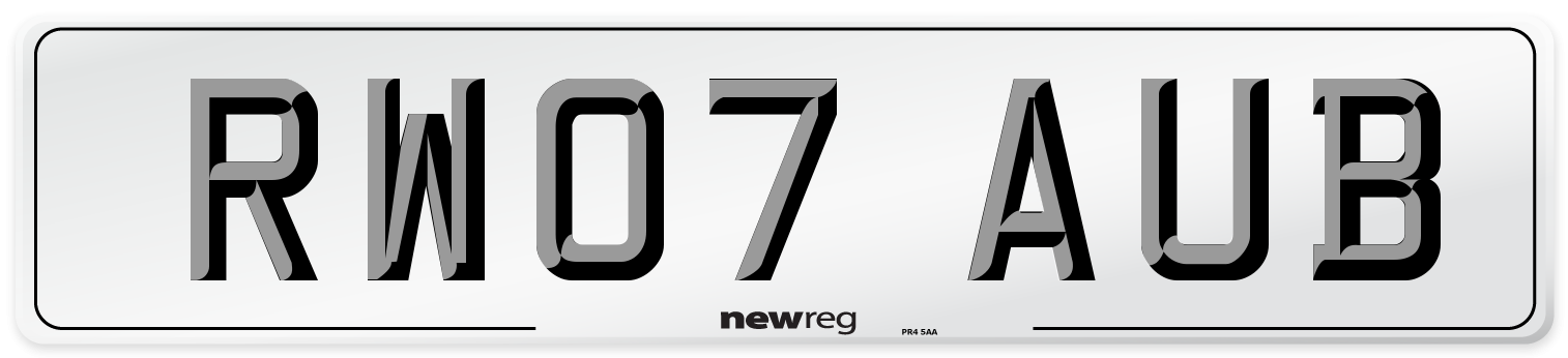 RW07 AUB Number Plate from New Reg